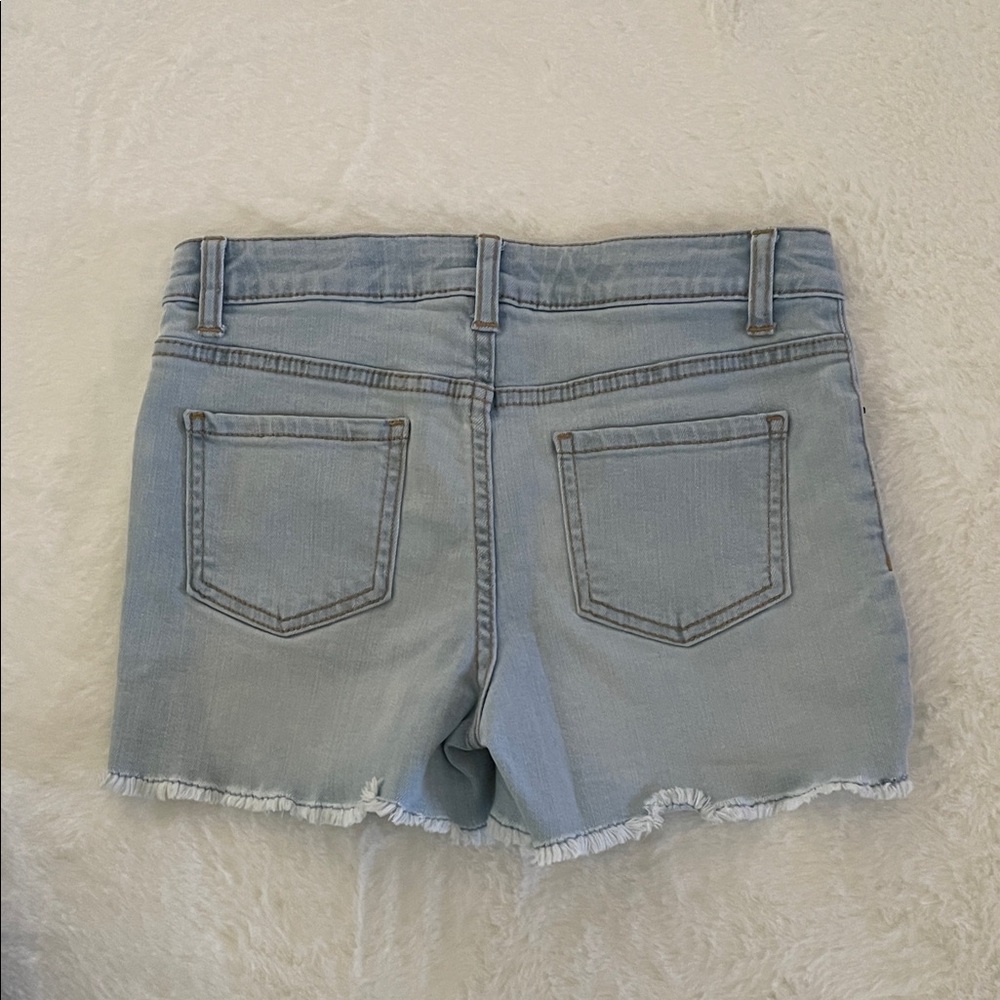 Cat & Jack Light Blue Jean Shorts with Butterfly Accents SZ 10/12 - Picture 3 of 4
